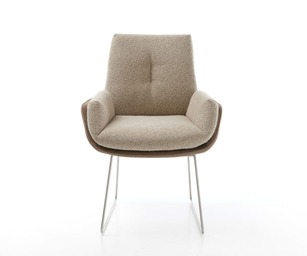 Jídelní židle Clea-Flex rám na kluzácích z nerezové oceli, materiálová kombinace taupe - Image 2