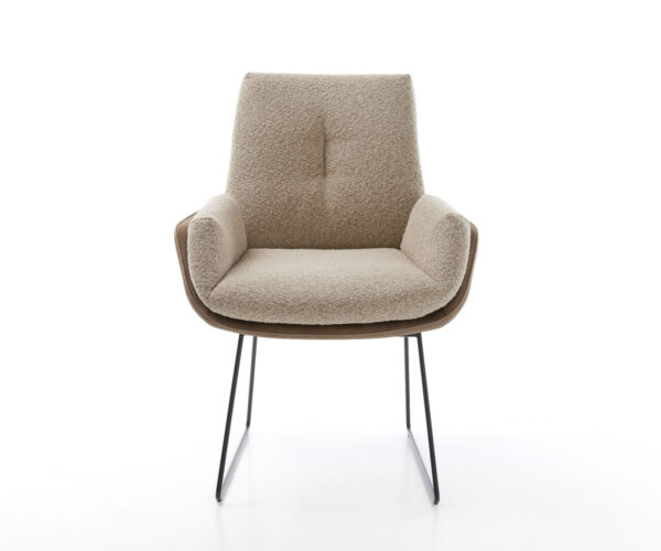 Jídelní židle Clea-Flex kovový rám na kluzácích černý, materiálový mix taupe - Image 2