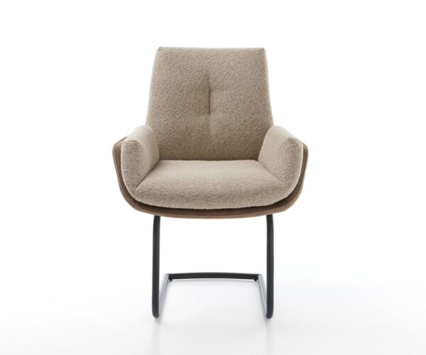 Jídelní židle Clea-Flex konzolová konstrukce kulatá kov černý materiál-mix taupe - Image 2