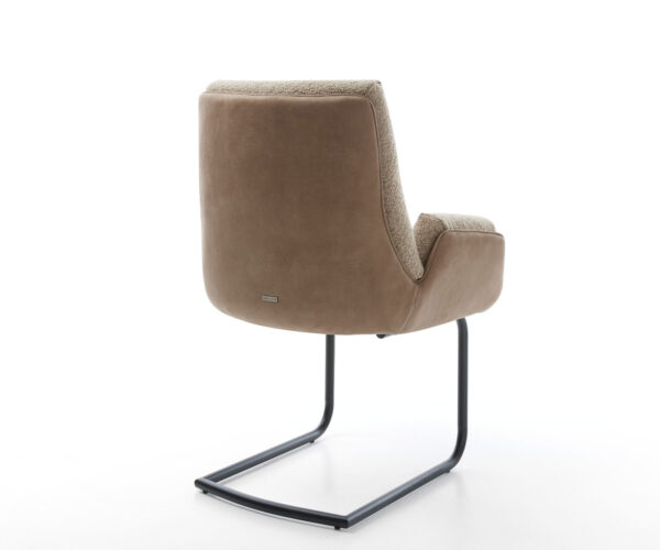 Jídelní židle Clea-Flex konzolová konstrukce kulatá kov černý materiál-mix taupe - Image 4