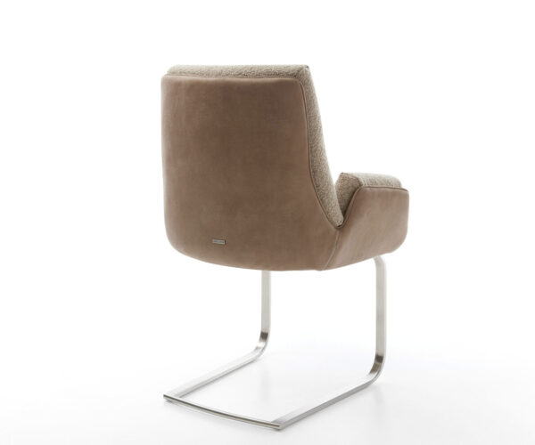 Jídelní židle Clea-Flex konzolová konstrukce z ploché nerezové oceli, materiálová kombinace taupe - Image 4