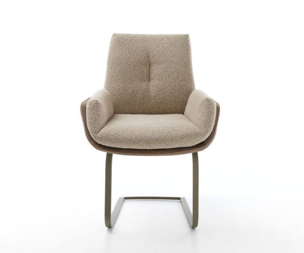 Jídelní židle Clea-Flex konzolová konstrukce s efektem plochého povrchu, titanový materiál, mix taupe - Image 2