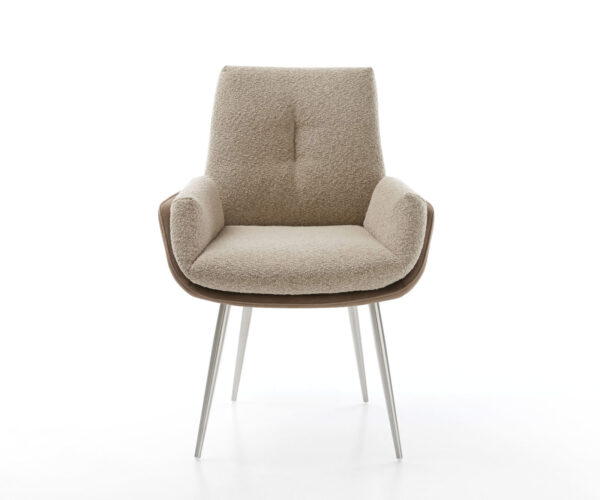 Jídelní židle Clea-Flex 4 nohy zúžené nerezová ocel mix materiálů taupe - Image 2