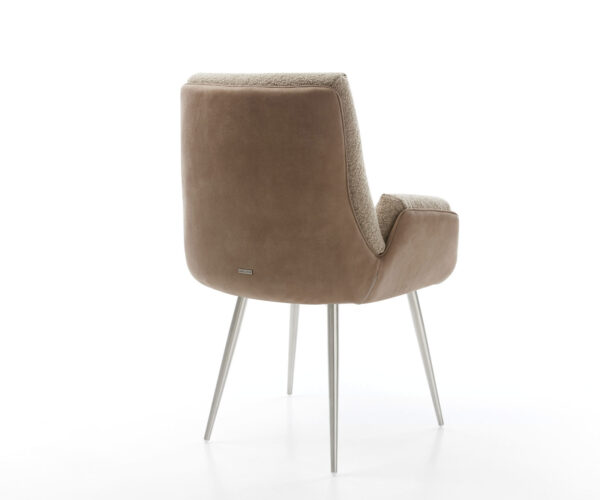 Jídelní židle Clea-Flex 4 nohy zúžené nerezová ocel mix materiálů taupe - Image 4