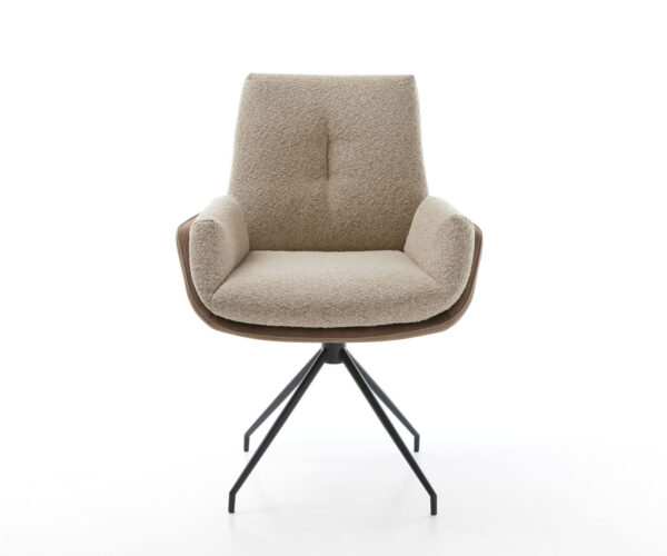 Jídelní židle Clea-Flex křížový rám kuželový kov černý materiál-mix taupe 180° otočný - Image 2
