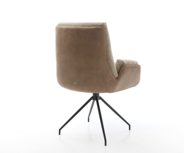 Jídelní židle Clea-Flex křížový rám kuželový kov černý materiál-mix taupe 180° otočný - Image 4