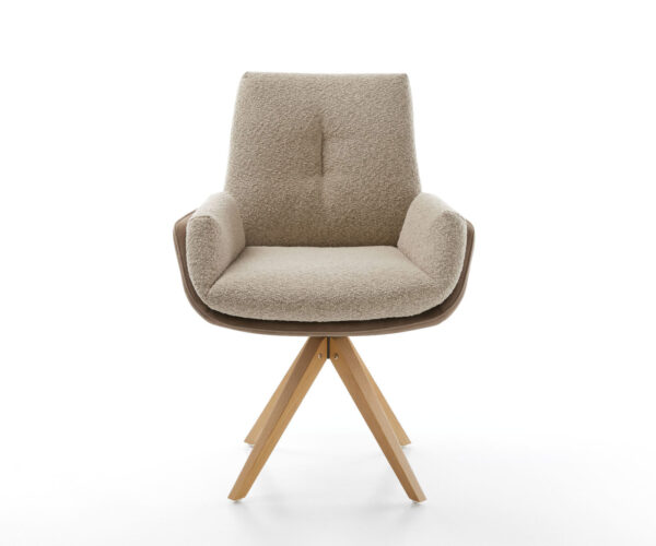 Jídelní židle Clea-Flex dřevěný rám, úhlový, přírodní materiál, mix taupe, otočný o 180° - Image 2