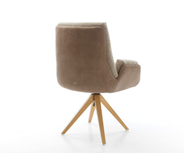 Jídelní židle Clea-Flex dřevěný rám, úhlový, přírodní materiál, mix taupe, otočný o 180° - Image 4