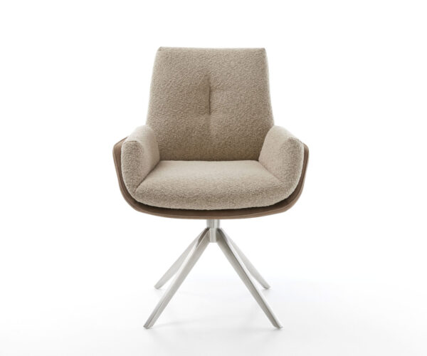 Jídelní židle Clea-Flex křížový rám široký nerezová ocel mix materiálů taupe 360° otočný - Image 2