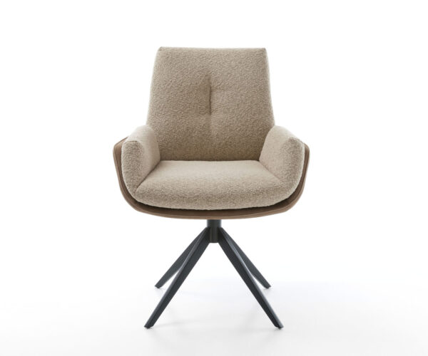 Jídelní židle Clea-Flex křížový rám široký kov černý mix materiálů taupe 360° otočný - Image 2