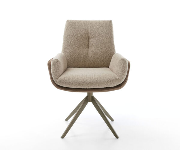 Jídelní židle Clea-Flex křížová podnož široký efekt titanový materiálový mix taupe otočné o 360° - Image 2