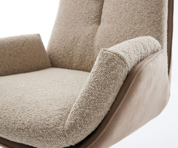 Jídelní židle Clea-Flex křížová podnož široký efekt titanový materiálový mix taupe otočné o 360° - Image 4