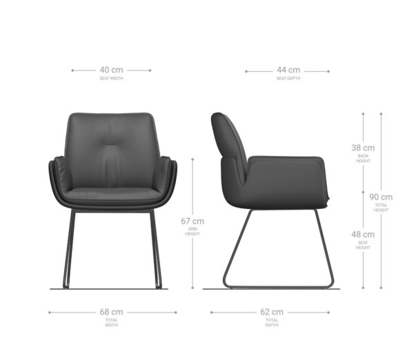 Jídelní židle Nela-Flex rám na kluzácích z nerezové oceli, materiálová kombinace taupe - Image 6