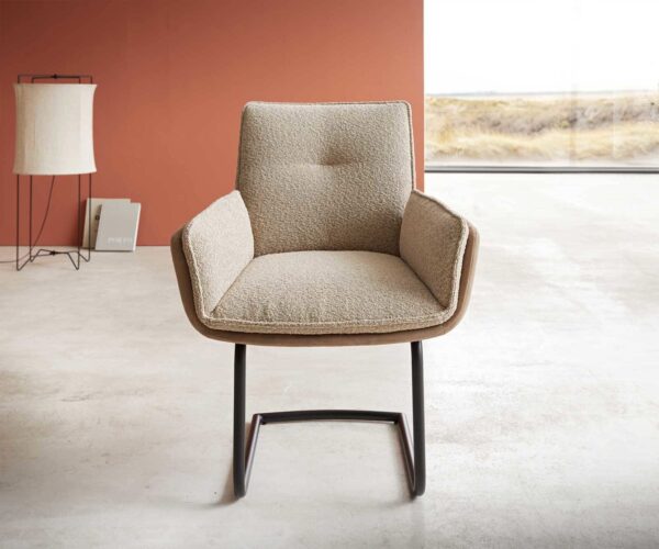 Jídelní židle Nela-Flex konzolová konstrukce kulatá kov černý materiál-mix taupe - Image 2