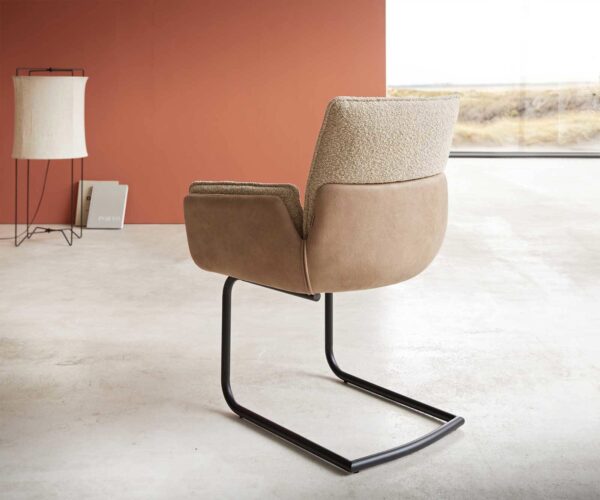 Jídelní židle Nela-Flex konzolová konstrukce kulatá kov černý materiál-mix taupe - Image 5