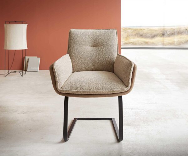 Jídelní židle Nela-Flex konzolová podnož plochý kov černý materiálový mix taupe - Image 2