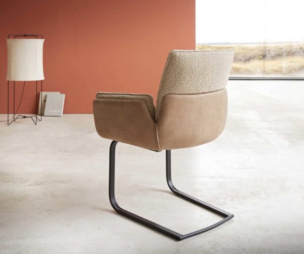 Jídelní židle Nela-Flex konzolová podnož plochý kov černý materiálový mix taupe - Image 5