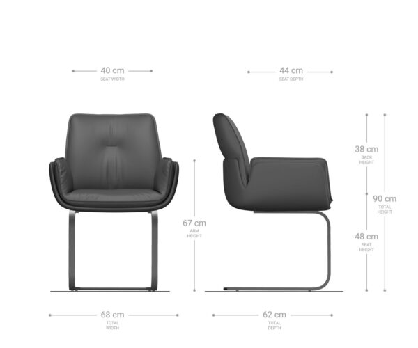 Jídelní židle Nela-Flex konzolová podnož plochý kov černý materiálový mix taupe - Image 6