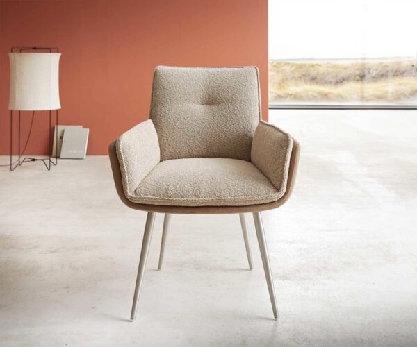 Jídelní židle Nela-Flex 4 nohy zúžené nerezová ocel materiálová kombinace taupe - Image 2