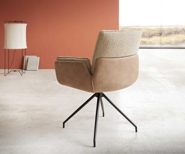 Jídelní židle Nela-Flex křížový rám kuželový kov černý mix materiálů taupe otočné o 180° - Image 5