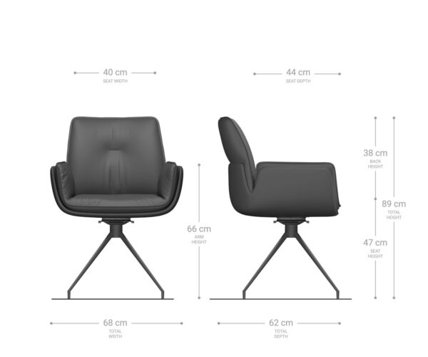 Jídelní židle Nela-Flex křížový rám kuželový kov černý mix materiálů taupe otočné o 180° - Image 6