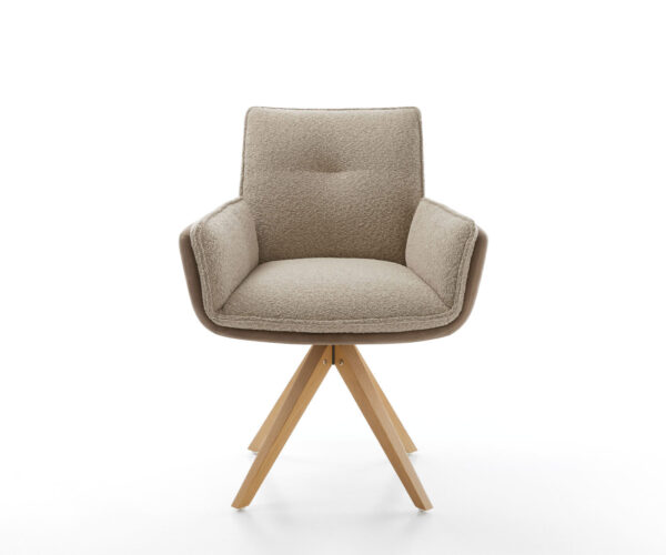 Jídelní židle Nela-Flex dřevěný rám, úhlový, přírodní mix materiálů, taupe, otočný o 180° - Image 2