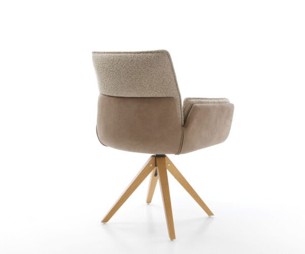 Jídelní židle Nela-Flex dřevěný rám, úhlový, přírodní mix materiálů, taupe, otočný o 180° - Image 4