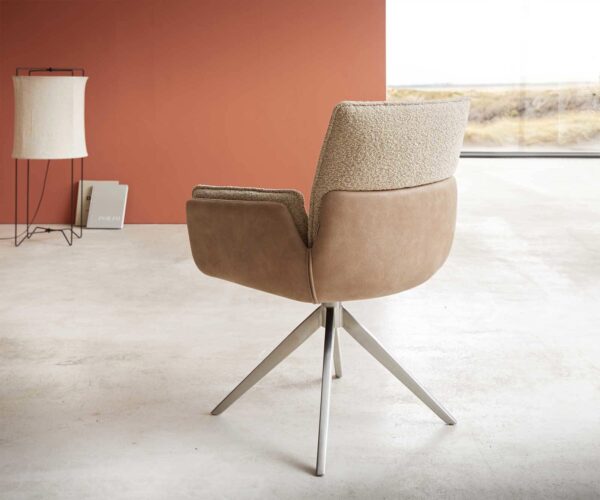 Jídelní židle Nela-Flex křížová konstrukce široká nerezová ocel mix materiálů taupe 360° otočné - Image 5