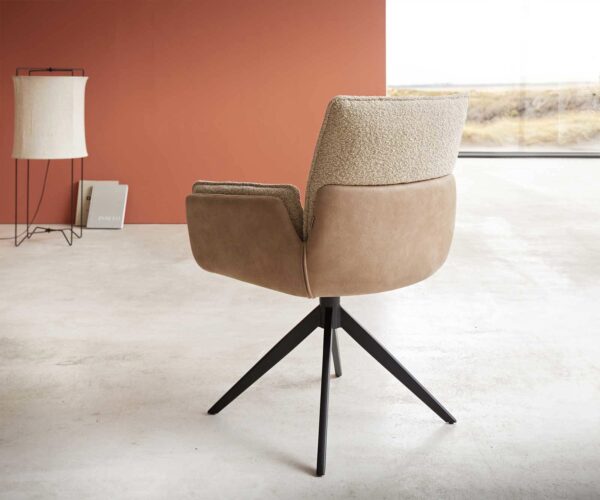 Jídelní židle Nela-Flex křížový rám široký kov černý mix materiálů taupe otočný o 360° - Image 5