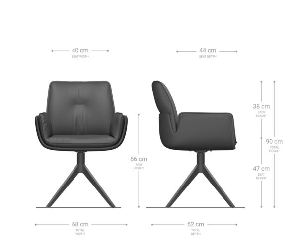Jídelní židle Nela-Flex křížový rám široký kov černý mix materiálů taupe otočný o 360° - Image 6