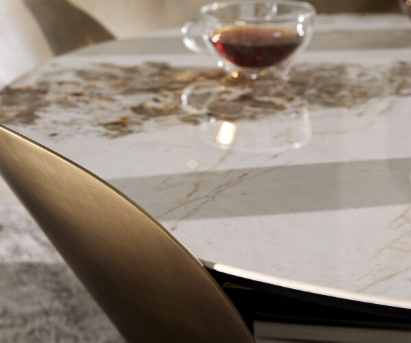 Konferenční stolek Skafi 100x40 cm keramika Minas Melange metalická zlatá - Image 5
