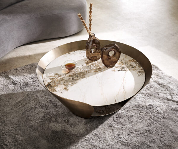 Konferenční stolek Skafi 100x40 cm keramika Minas Melange metalická zlatá - Image 6