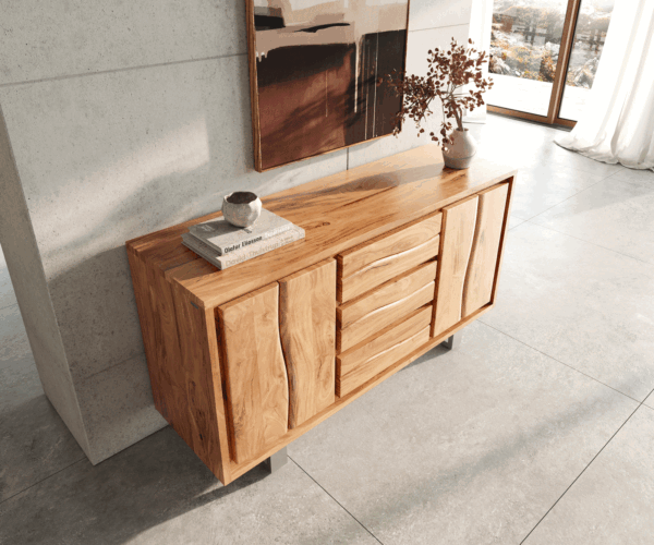Komoda Live-Edge 147 cm akácie přírodní 3 zásuvky 2 dvířka - Image 4