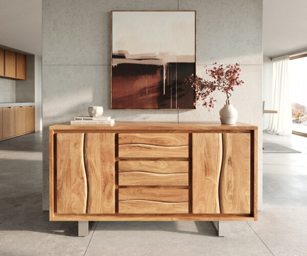 Komoda Live-Edge 147 cm akácie přírodní 3 zásuvky 2 dvířka - Image 2