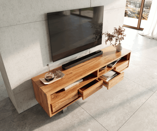 TV stolek Live-Edge 190 cm akácie natural 4 zásuvky - Image 4